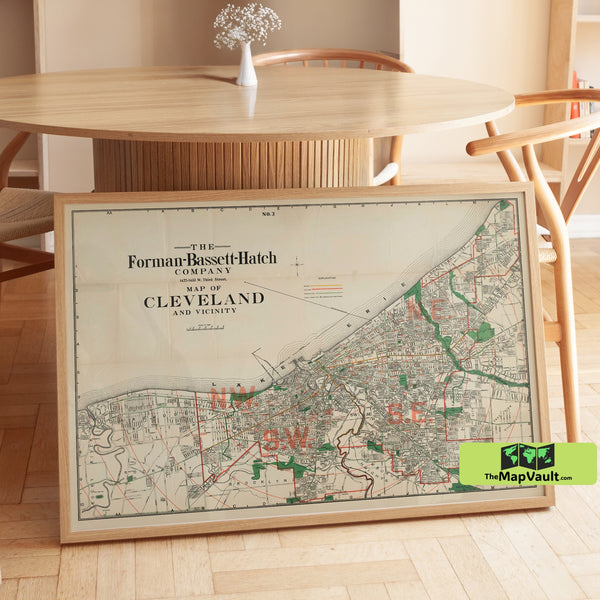 Cleveland and Suburbs 1912 Map Poster – Historic Ohio City Print for Urban Growth Admirers