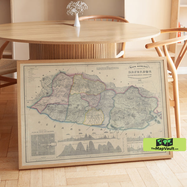 El Salvador and Honduras 1839 Map Poster – Central America Print for Culture Fans