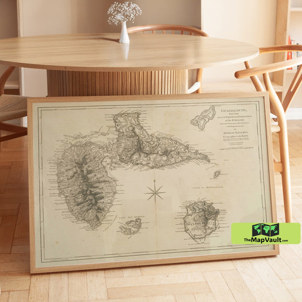 Guadeloupe 1775 Map Poster – French Caribbean Print for Island Exploration Aficionados