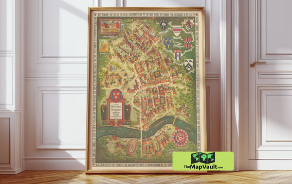 Harvard University Prospect Map 1935 - Detailed Vintage Campus Guide - Historical Collegiate Print