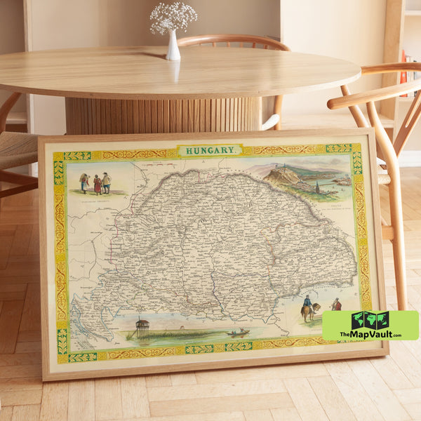 Hungary 1851 Map Poster – European Heritage Print for Central Europe Admirers