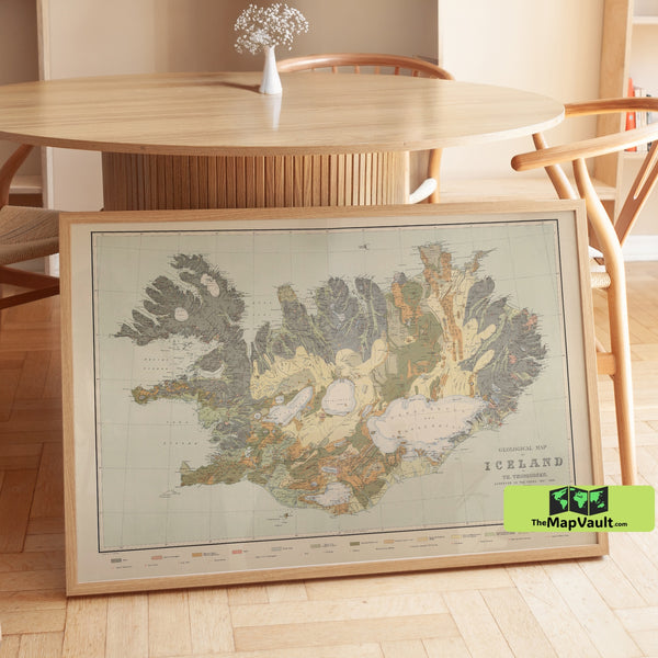 Iceland Geological Map Print - Islandia - 1898 Vintage Topographic and Volcanic Survey Map