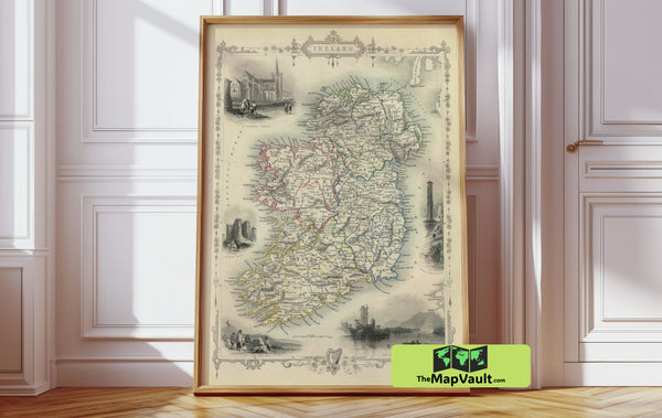 Map of Ireland 1851 - Vintage Topographical Chart - Antique Irish Cartography