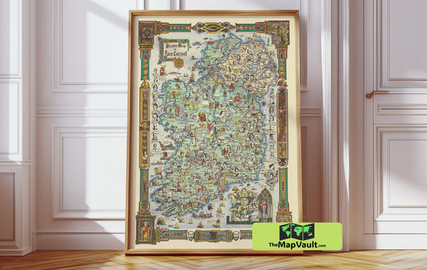 Story Map of Ireland 1936 - Detailed Clan and Historical Sites Map - Vintage Irish Heritage Print