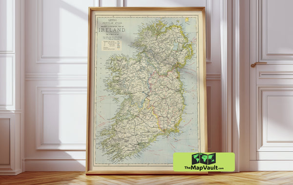 Old Map of Ireland Print - 1883 Vintage Irish Cartography - Historic Dublin & Cork Map