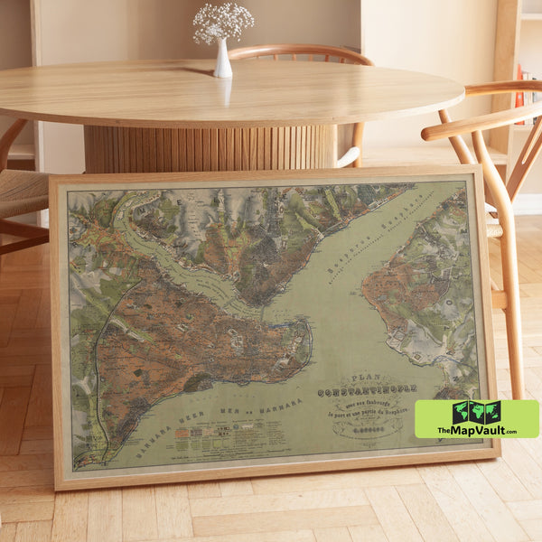 Istanbul (Constantinople) 1882 Map Poster – Exotic Ottoman Port Print for Crossroads of Empires