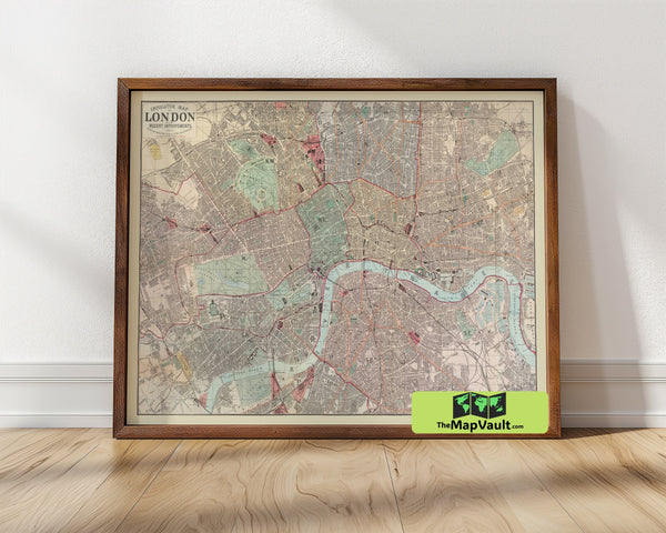 London 1880 Map Poster – Victorian Cityscape Print for British Urban Exploration