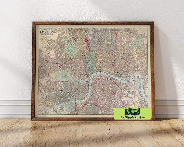 London 1880 Map Poster - Victorian Cityscape Print for British Urban Exploration