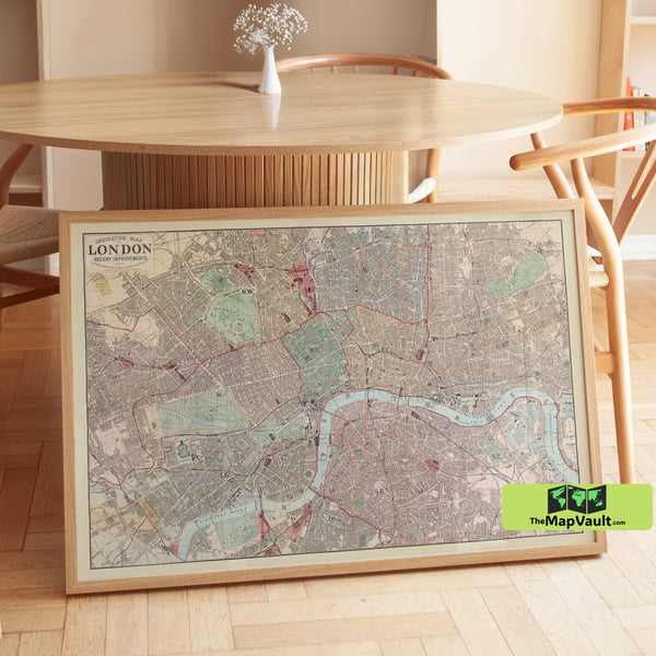 London 1880 Map Poster – Victorian Cityscape Print for British Urban Exploration