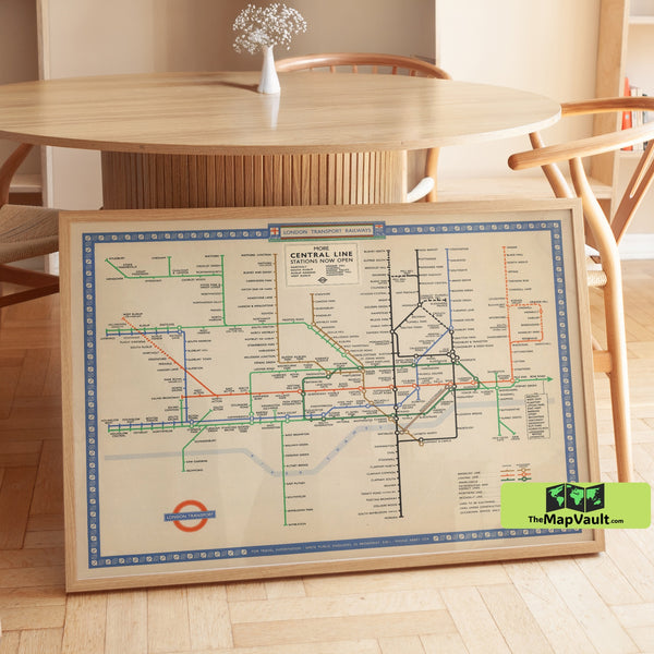 London Underground 1930s Poster – Vintage Tube Map Print for British Transit Enthusiasts