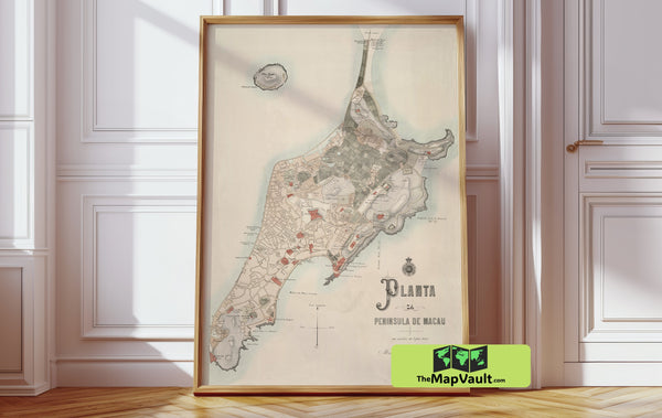 Macau, China 1889 Detailed Vintage Map - Historical Urban Blueprint
