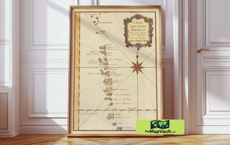 Maldives Islands Map - Jacques-Nicolas Bellin - c.1750 Antique 18th-Century Nautical Map Print