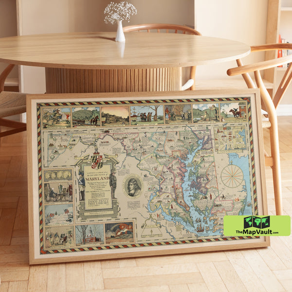 Maryland Counties Old Map Poster – Classic Chesapeake Region Print for American Heritage Fans