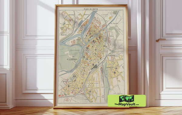 Metz, France 1936 - Detailed Vintage City Map - A Cartographic Chronicle of Metz Before WWII