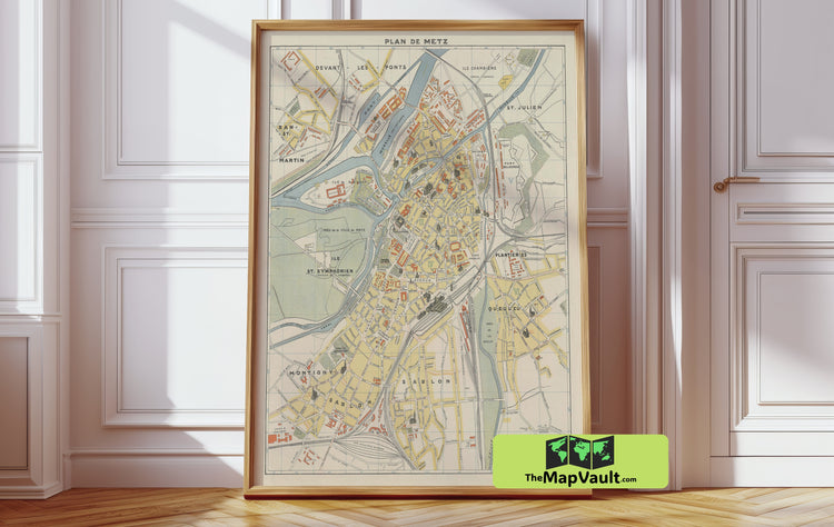Metz, France 1936 - Detailed Vintage City Map - A Cartographic Chronicle of Metz Before WWII