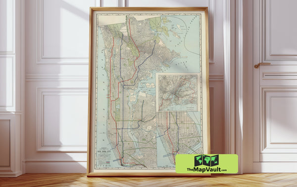 Old New York City Subway Map - 1921 Vintage Transit System Map Print