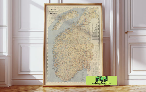 Norway Map - Adolf Stieler - 1889 Antique 19th-Century Scandinavian Historic Atlas Map
