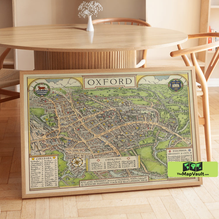 Oxford 1936 Old Map Poster - Charming English City Print for Collegiate Exploration