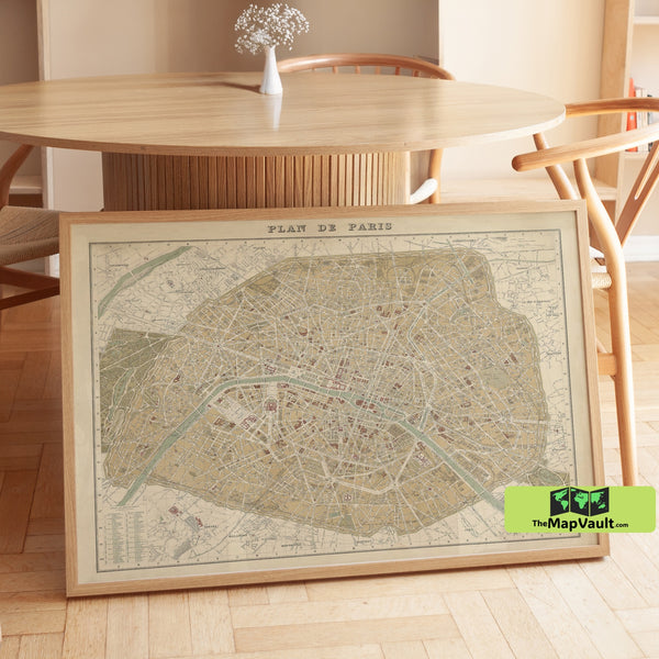 Paris 1889 City Map Poster – Historical France Print for Architectural and Cultural Fans