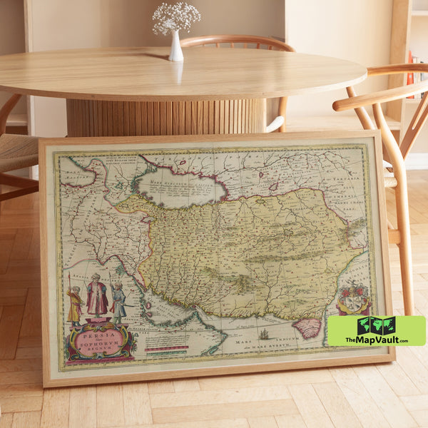 Persia 1665 Map Poster – Antique Middle Eastern Print for Cultural Discovery Buffs