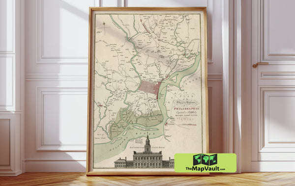 Philadelphia City Map - Matthew Albert Lotter - 1777 Revolutionary War-Era Historic Map Print
