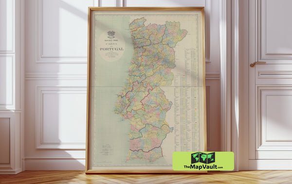 Portugal Map - Sociedade de Propaganda de Portugal - 1912 Antique Historic Travel Map Print