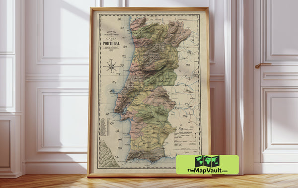 Portugal Map Print - 1917 Topographic Edition - Vintage Cartography - Antique Geography