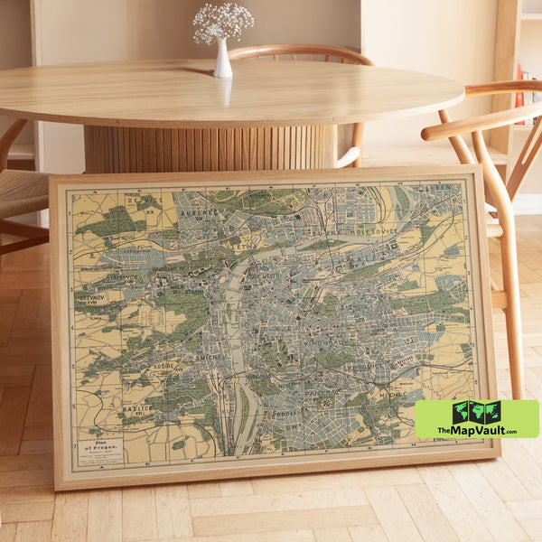 Prague 1900 Map Poster – Vintage Czech Republic Print for European History Lovers