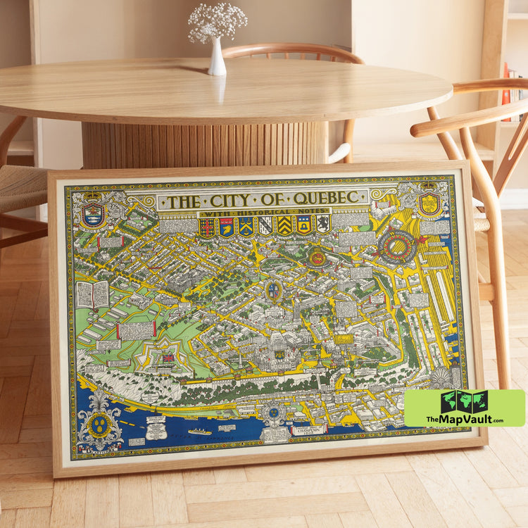 Quebec City 1932 Map Poster - Canadian Heritage Print for St. Lawrence River Adventurers