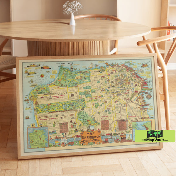 San Francisco 1927 Pictorial Map Poster – Whimsical California Print for City Dreamers
