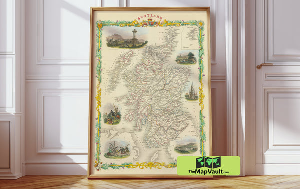 1851 Scotland Detailed Map - Vintage Geographic and Historical Chart - Antique Scottish Cartography