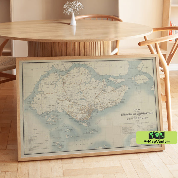 Singapore Island 1911 Map Poster – Colonial-Era Southeast Asia Print for Global Exploration Fans