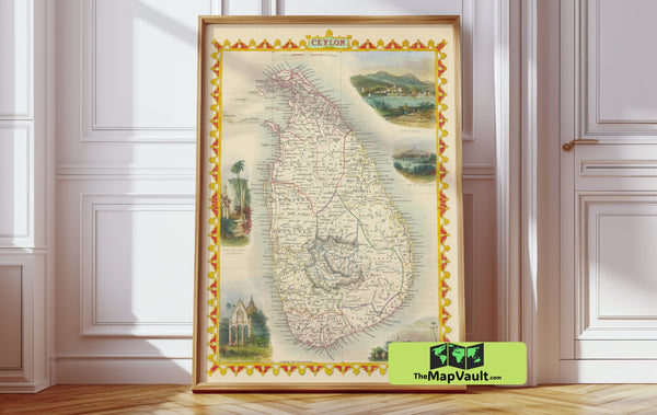 1851 Ceylon (Sri Lanka) Detailed Map - Vintage Island Geography - Historical British Colony Cartography