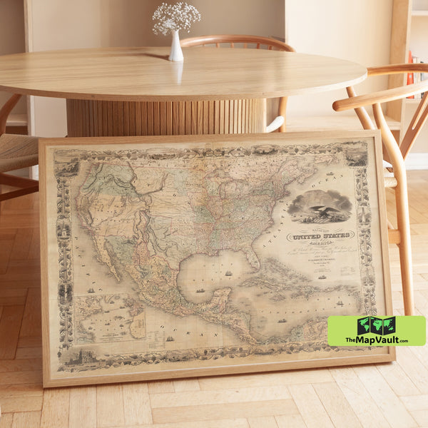 United States 1850 Map Poster – Classic American Expansion Print for National History Enthusiasts