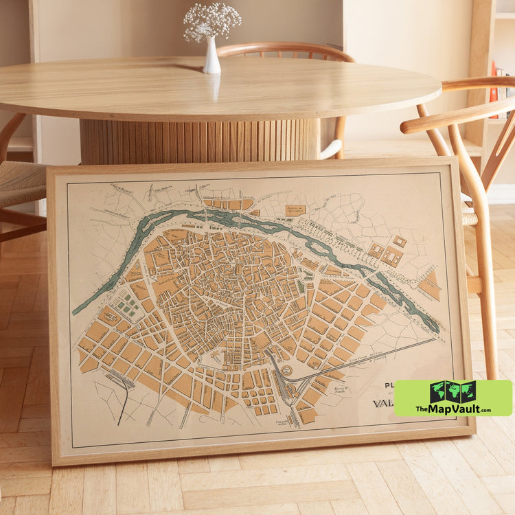 Valencia 1905 City Map Poster - Classic Spanish Layout Print for Urban Culture Lovers