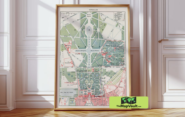Versailles Garden and Palace 1920 Map - Detailed Historical Layout Print - Vintage French Cartography