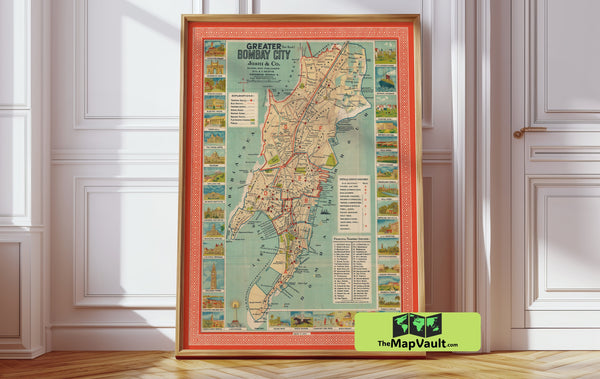 1921 Old Mumbai Map Print – Bombay City Heritage Artwork for Indian Nostalgia and Reflection