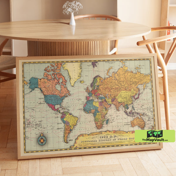World Map 1939 Vintage Print – Witness Shifting Alliances on the Eve of Great Change