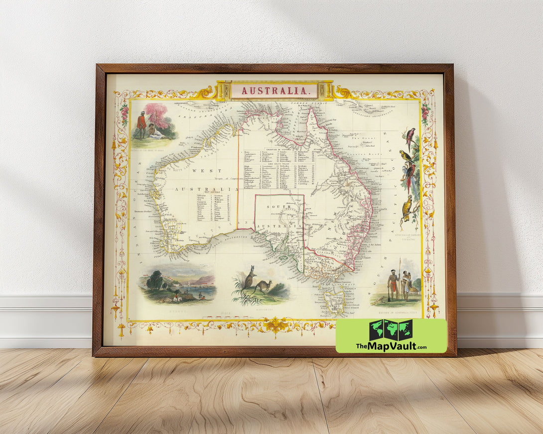 Rustic Map Australia Antique Map of Australia | TheMapVault