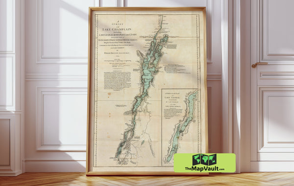Antique Map of Lake Champlain & Lake George - 1776 Historical Military Map Print