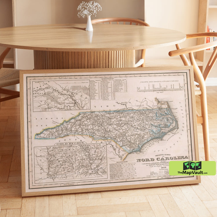 North Carolina - Old Map - Vintage Historic State Print
