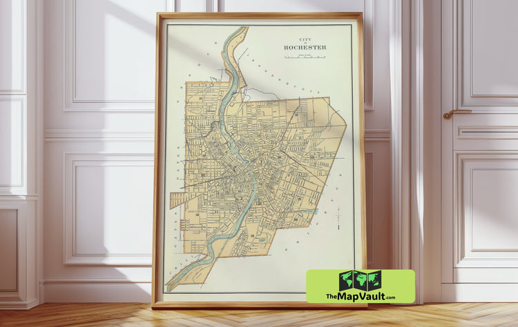 Rochester City Map 1891 Antique Reproduction Remarkable Edition for Enthusiasts of Urban History