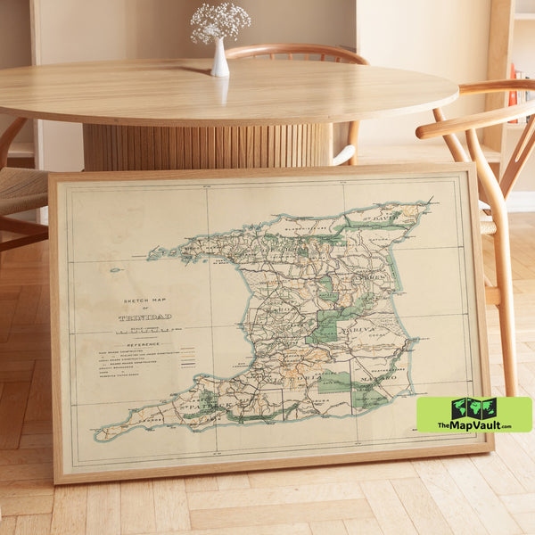 Antique Map of Trinidad - Vintage Caribbean Cartography Print