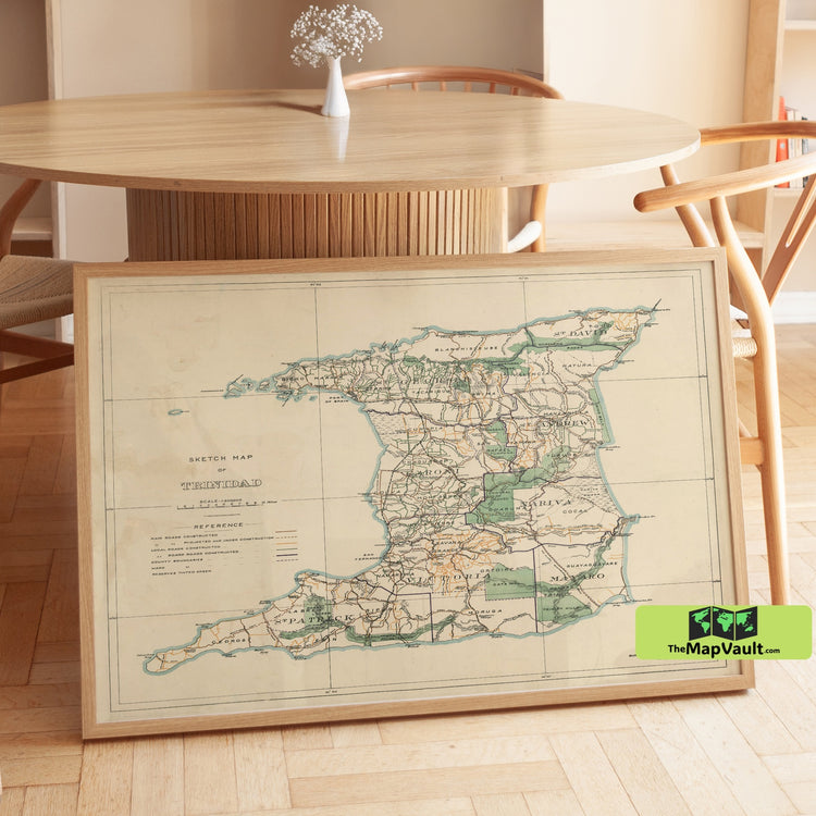 Trinidad - Antique Map - Vintage Caribbean Cartography Print
