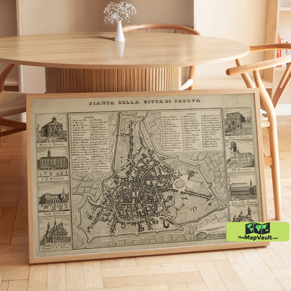 Antique Map of Padova - Vintage City Map of Padua - Historical Italy Print