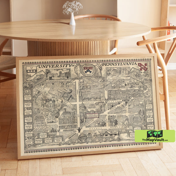 Vintage University of Pennsylvania Map | Illustrated Campus Wall Art