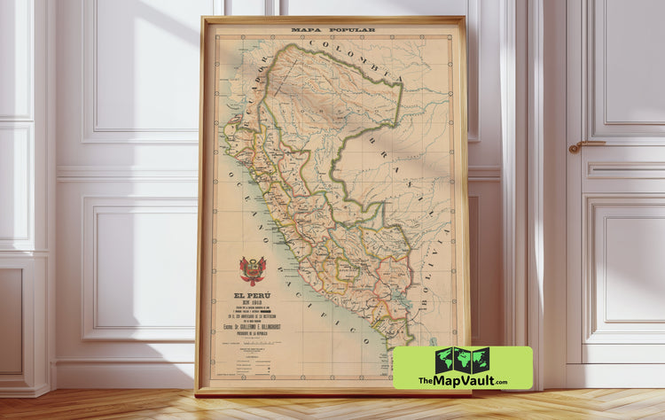 Peru Map 1913 Antique Reproduction Heritage Edition for Exploration & South American Insights