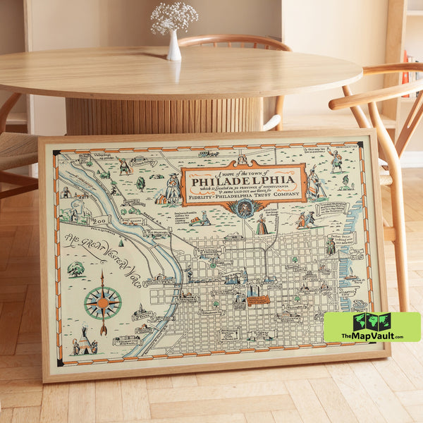 Philadelphia Vintage Map Print - 1940 Philadelphia Map Poster Wall Art Print Home Decor