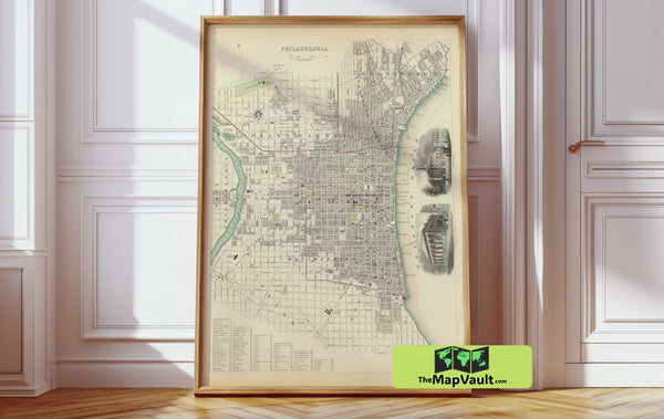 Philadelphia Map 1840 Antique Reproduction | Classic Edition for American Heritage and Urban Study