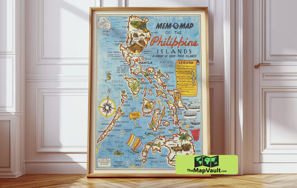 Philippines 1945 Print – A Historic Southeast Asian Map for Cultural Heritage & Nautical Decor Enthusiasts
